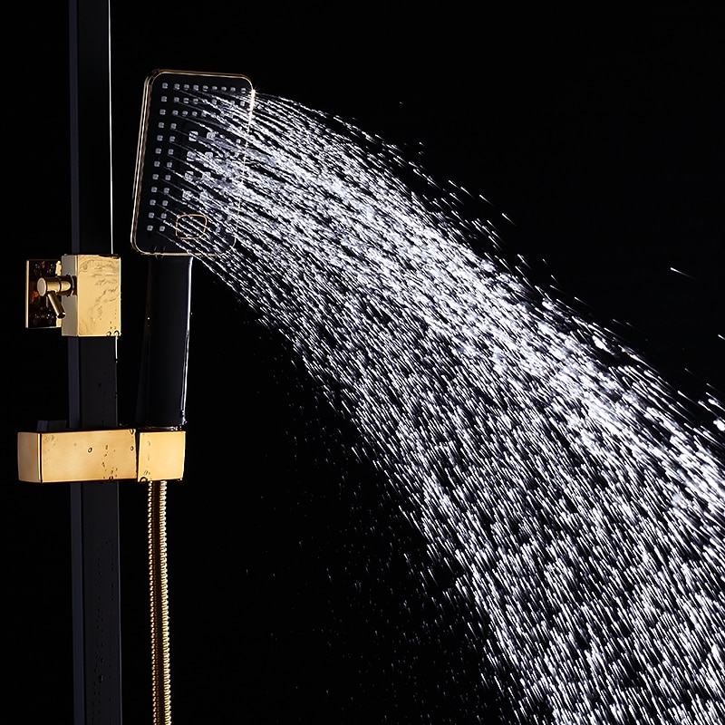 Shower System Faucet Set Wall Mounted 9 inch Rainfall Shower Head Handshower Handheld Sprayer with Holder Electroplated / Painted Finishes Mount Inside Ceramic Valve Bath Shower 2025 - CAD $328.99 –P18