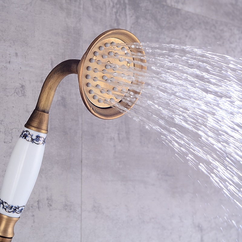 Shower Faucet / Body Jet Massage Set - Handshower Included pullout Rainfall Shower Antique / Vintage Style Antique Brass Mount Inside Brass Valve Bath Shower Mixer Taps 2025 - CAD $79.99 –P8