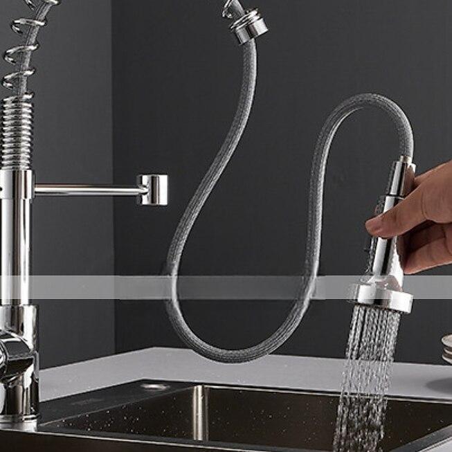 Single Handle Kitchen Faucet Electroplated One Hole Pull Out Standard Spout/Centerset Brasss Contemporary Kitchen Faucet 2025 - CAD $127.99 –P2