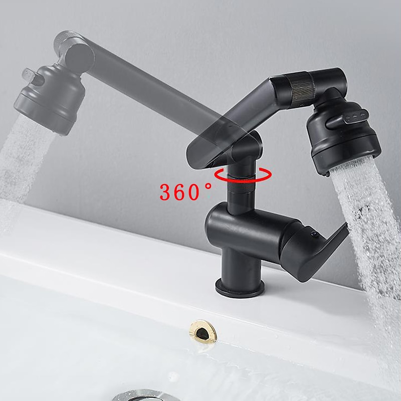 Bathroom Sink Faucet,Brass 360 Degree Rotating Liftable 3-Type Outlet Multi-Function Single Handle One Hole Bath Taps(Matte Black/Chrome) 2025 - CAD $111.99 –P4