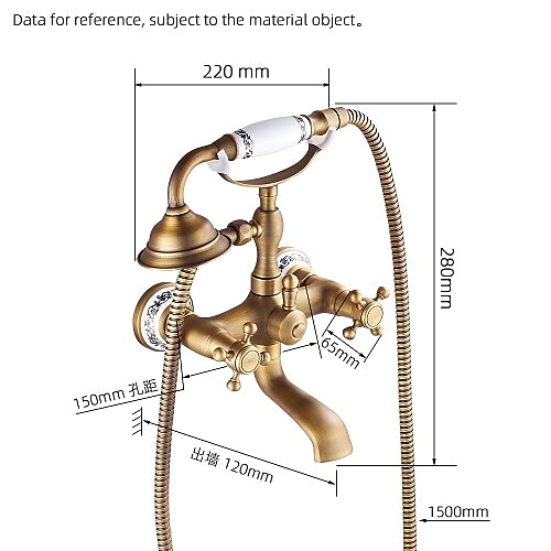 Bathroom Sink FaucetBrass Telephone Shape Wall Installation Widespread Pull-out Country Style Electroplated Copper Finish Two Handles Bathtub Faucet with Handshower and Drain 2025 - CAD $199.99 –P1