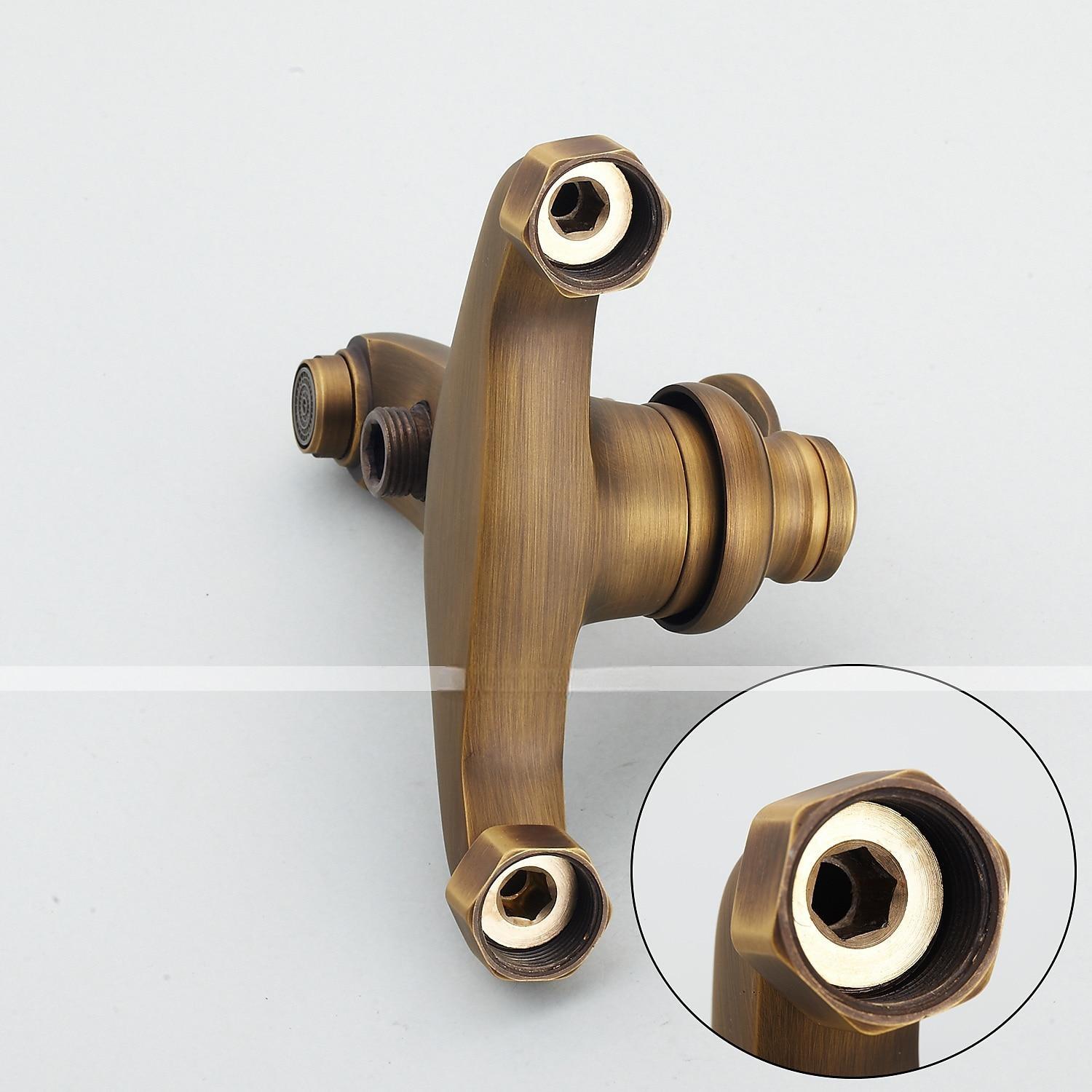 Shower Faucet Set Handshower Included Vintage Style/Country Brass Mount Outside Ceramic Valve Bath Shower Mixer Taps/Single Handle/Yes/Single Handle Three Holes 2025 - CAD $151.99 –P5