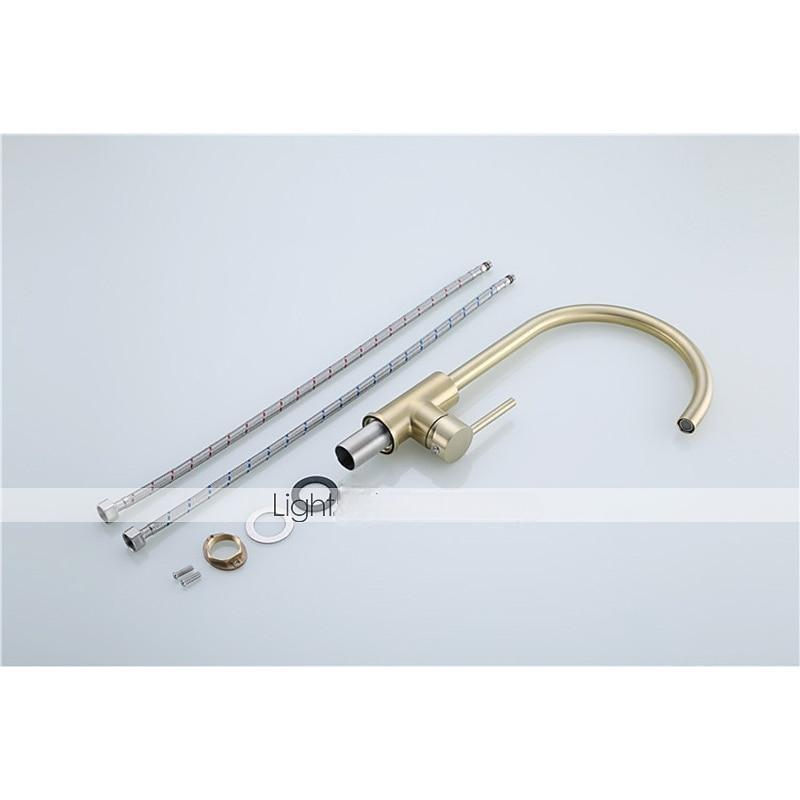 Kitchen Sink Mixer Faucet Brushed Gold Deck Mounted  360 Swivel Single Handle Vessel Kitchen Brass Taps with Cold and Hot Water Hose 2025 - CAD $79.99 –P9