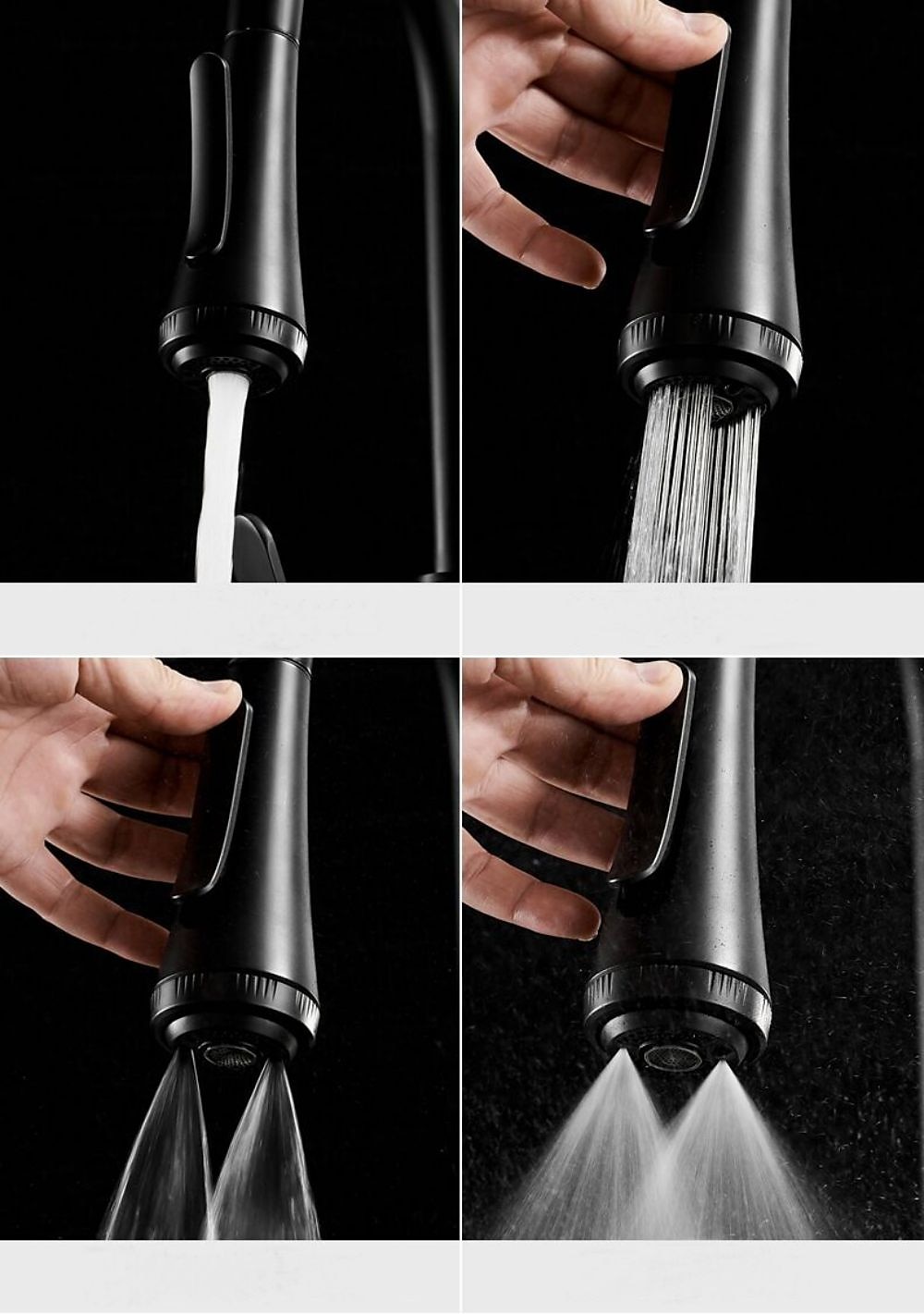 Kitchen Faucet with SprayerMatte Black Brass 4-Function Single Handle One Hole Button Design Pull-out / Pull-down Centerset Contemporary Kitchen Taps(with Soap Dispenser) 2025 - CAD $127.99 –P7