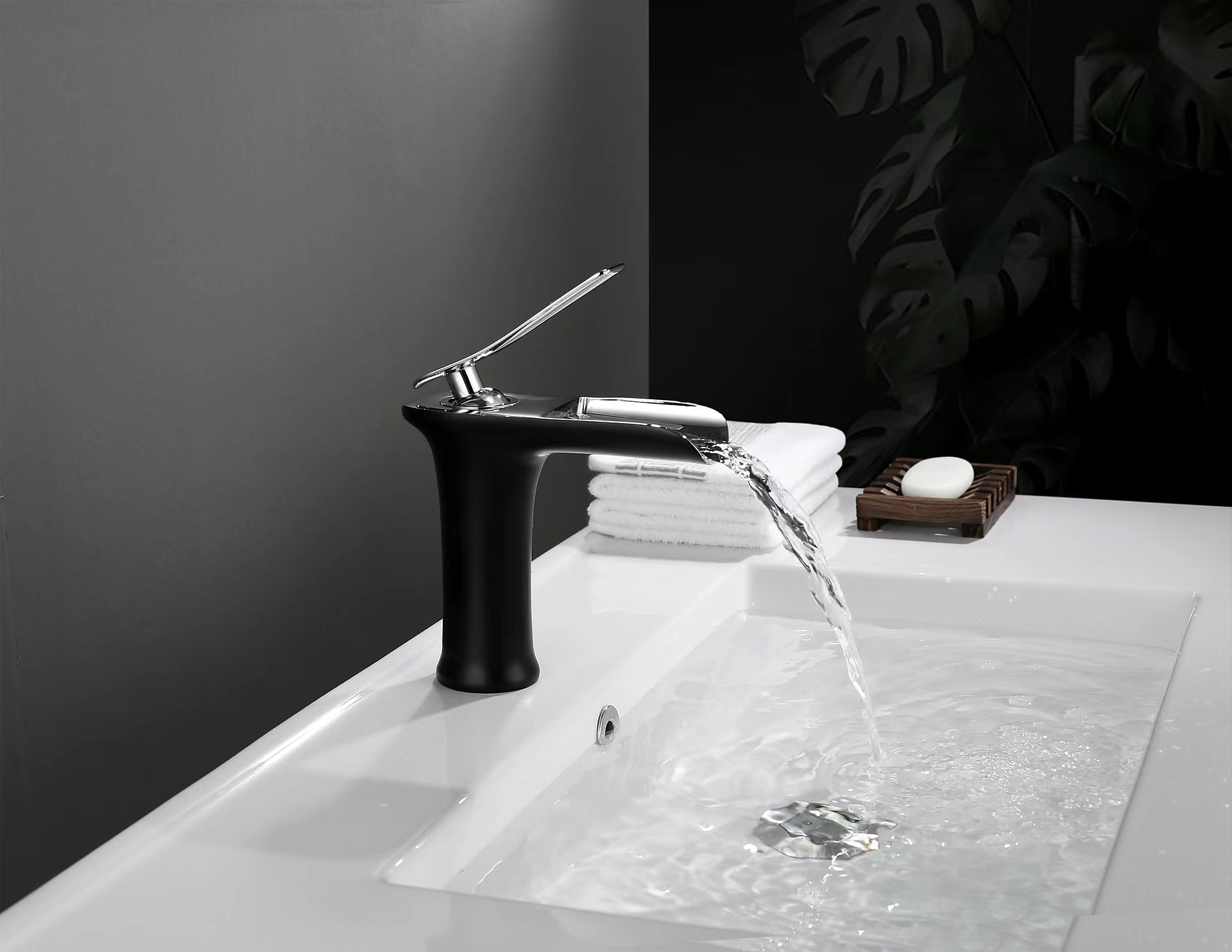 Waterfall Bathroom Sink Mixer Faucet 4.7" Spout, Mono Wash Basin Single Handle Basin Taps Washroom with Hot and Cold Hose, Monobloc Vessel Water Brass Tap Deck Mounted 2025 - CAD $87.99 –P16