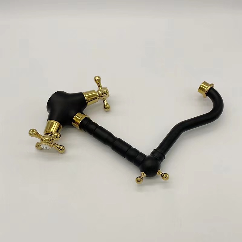 Antique Brass Kitchen Faucet,Two Handles One Hole Standard Spout Deck Mounted Traditional Kitchen Taps with Hot and Cold Switch 2025 - CAD $103.99 –P11