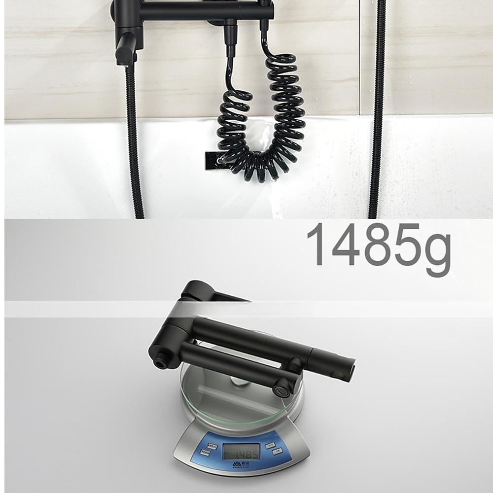 Bathtub Faucet Wall Mounted Black 3 Spout Bathroom Faucet Bath Roman Tub Filler Mixer Tap Brass with 2 Sprayer Bidet Sprayer 2025 - CAD $135.99 –P12