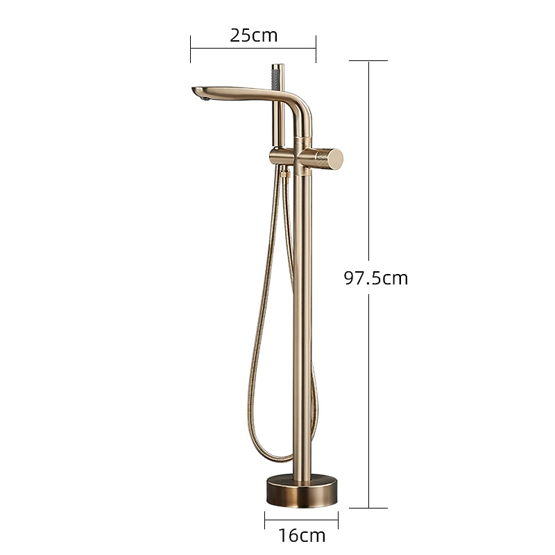 Bathtub Faucet Floor Mount Freestanding Tub Filler Brass High Flow Shower Faucets with Handheld Shower Mixer Taps Swivel Spout(Gun Grey/Brushed Golden) 2025 - CAD $398.99 –P1