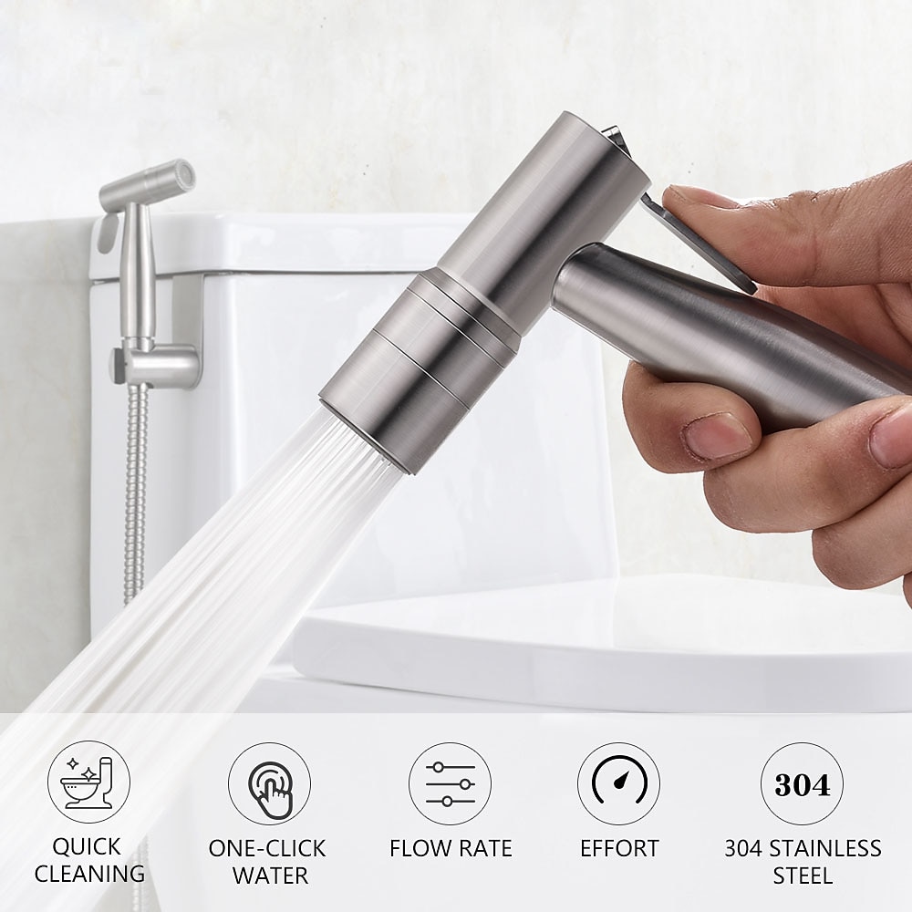 Two Ways 304 Stainless Steel Toilet Handheld Shattaf Bidet Sprayer Shower Heads Set Shower Faucet Accessories Muslim Shower G1/2 or G7/8 2025 - CAD $47.99 –P2
