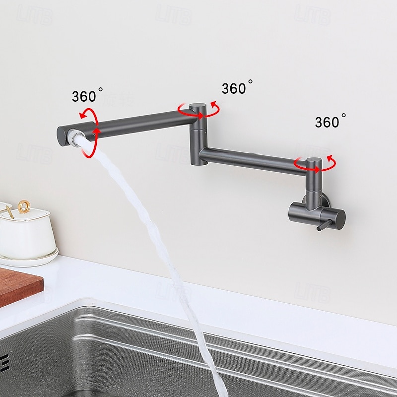 Kitchen faucet - Single Handle One Hole Nickel Brushed / Stainless Steel Standard Spout / Pot Filler Wall Mounted Modern Contemporary Kitchen Taps 2025 - CAD $143.99 –P3