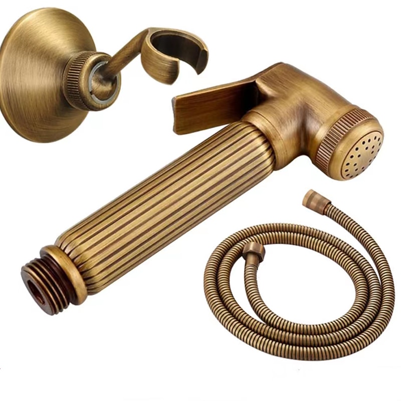 Bathroom Handheld Shower Bidet Shattaf Sprayer Set Wall Mount Brass Gold Toilet Hand Held Bidet Shower Spray Wall Bracket Hose Diaper Cleaning 2025 - CAD $71.99 –P4