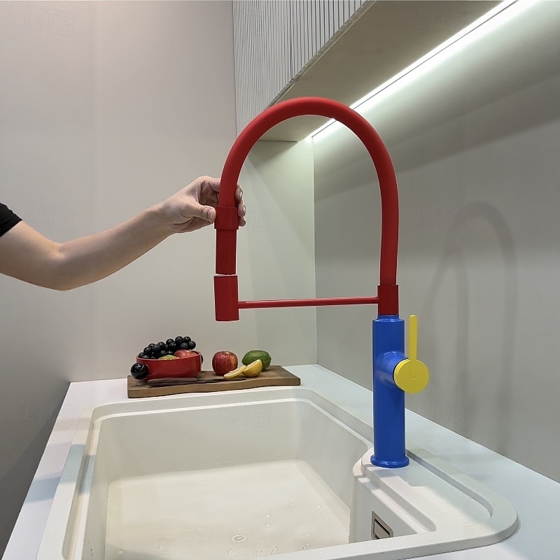 Kitchen faucet - Single Handle One Hole Electroplated / Painted Finishes Pull-out / Pull-down / Standard Spout / Tall / High Arc Centerset Modern Contemporary Kitchen Taps 2025 - CAD $84.99 –P3