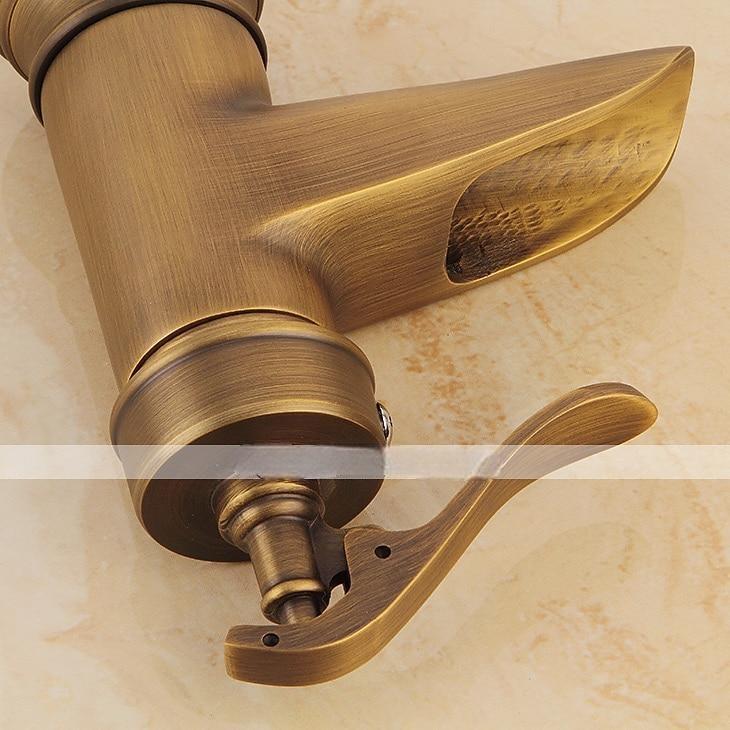Bathroom Sink Faucet,Waterfall Antique Brass Single Handle One Hole Bath Taps with Hot and Cold Switch 2025 - CAD $87.99 –P10