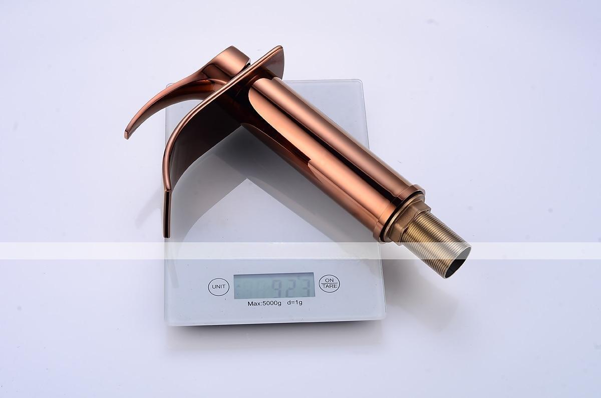 Bathroom Sink Faucet,Modern Style Single Handle Rose Golden One Hole Waterfall,Oil-rubbed Cooper with Drain and Brass Faucet Body with Hot and Cold Water and Pop-up Drain 2025 - CAD $111.99 –P4
