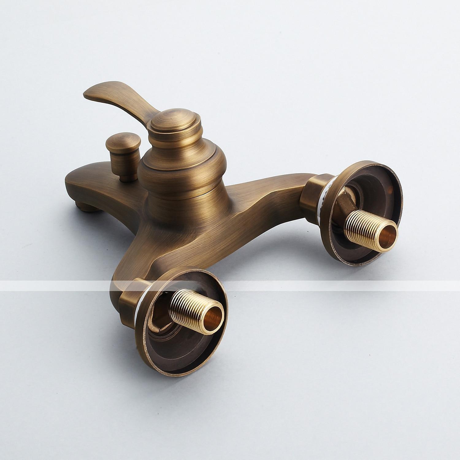 Shower Faucet / Rainfall Shower Head System Set - Handshower Included pullout Vintage Style / Country Antique Brass / Electroplated Mount Outside Ceramic Valve Bath Shower Mixer Taps / Single Handle 2025 - CAD $143.99 –P4