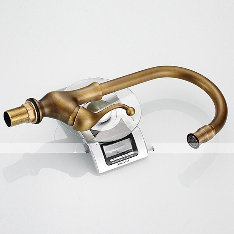 Traditional Kitchen Sink Mixer Taps Deck Mounted Brass Vintage Retro Kitchen Faucet Single Handle Standard Spout Vessel Tap 2025 - CAD $71.99 –P8