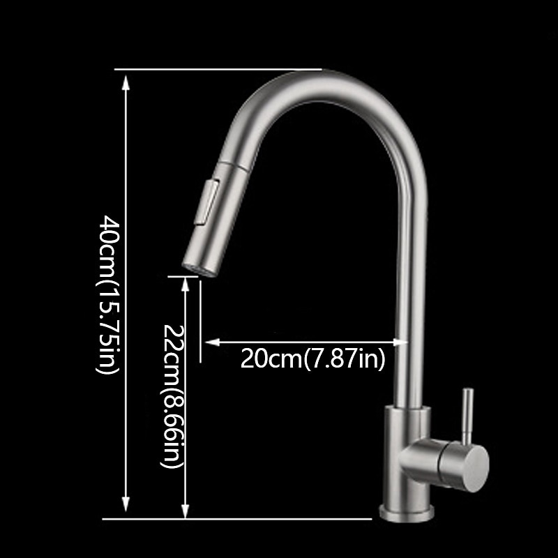 Kitchen Sink Mixer Faucet Stainless Steel with Pull Out Sprayer 360° Rotatable Multi-function Pull Down Single Handle Kitchen Vessel Tap Brushed Gold Finish 2025 - CAD $127.99 –P1