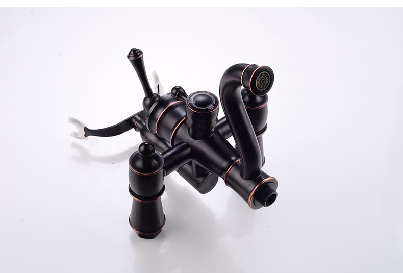 Shower Faucet Set Rainfall Shower Vintage Style Electroplated Mount Outside Ceramic Valve Bath Shower Mixer Taps / Brass / Two Handles Two Holes 2025 - CAD $239.99 –P2