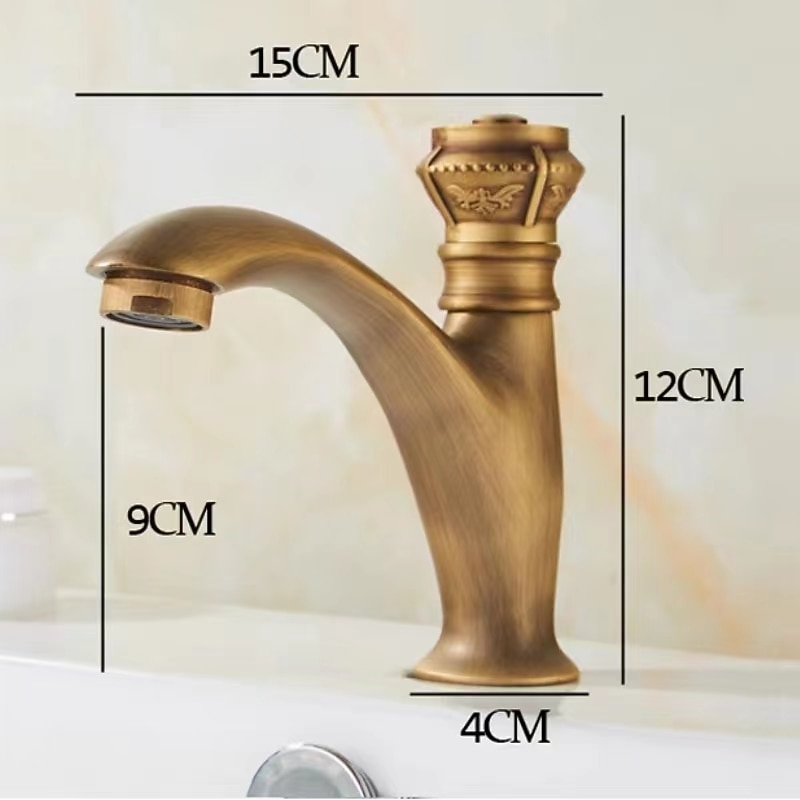 Vintage Bathroom Sink Faucet Cold Water Only, Monobloc Washroom Basin Taps Single Handle One Hole Deck Mounted Retro Antique Style 2025 - CAD $60.99 –P1