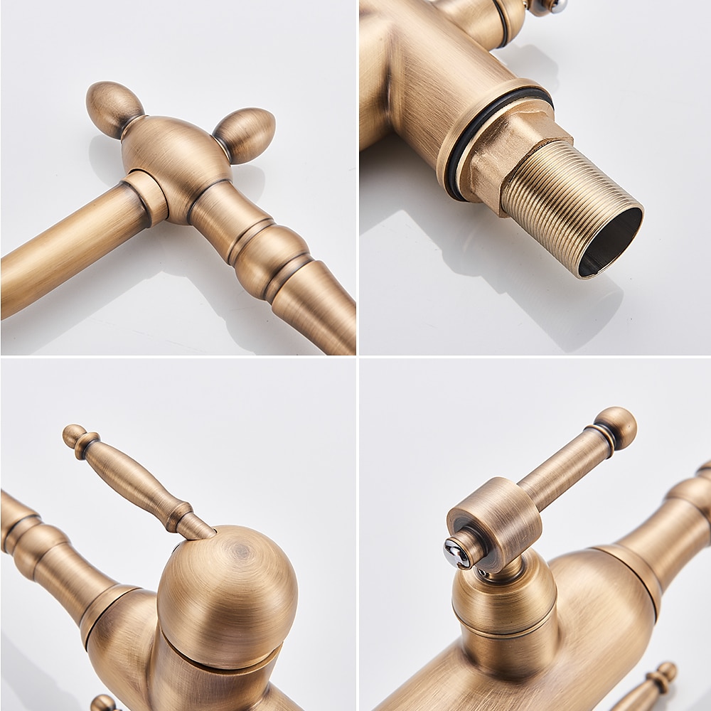 Twin Lever Kitchen Purify Taps Sink Mixer Faucet 360 Rotation Water Purification Spout Deck Mounted Dual Handle Single Hole Vessel Tap with Cold and Hot Hose 2025 - CAD $135.99 –P10