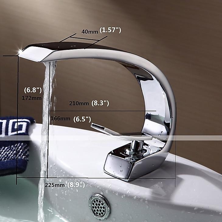 Brass Bathroom Sink Mixer Faucet, Silvery Single Handle One Hole Basin Taps Chrome Finish Bathroom Faucet with Hot and Cold Water 2025 - CAD $111.99 –P1