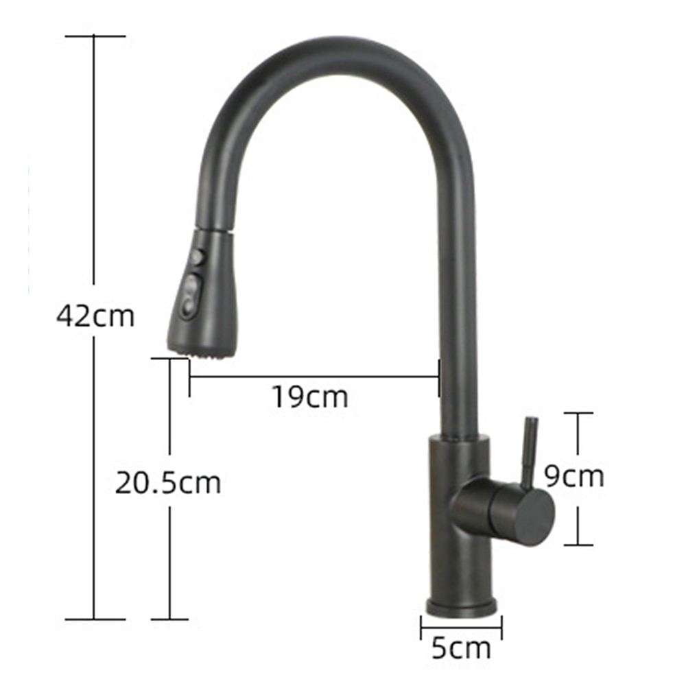 Kitchen Sink Mixer Faucet with Pull Out Spray 360 Rotating Single Handle Pull Down Tap Nickel Brushed 304 Stainless Steel Deck Mounted Kitchen Vessel Taps 2025 - CAD $95.99 –P3