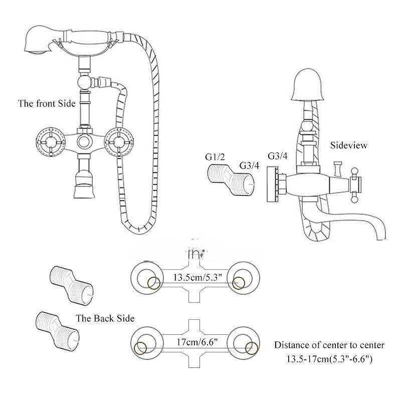 Shower Faucet Set - Rainfall Shower Vintage Style Antique Brass Mount Outside Ceramic Valve Bath Shower Mixer Taps 2025 - CAD $199.99 –P4