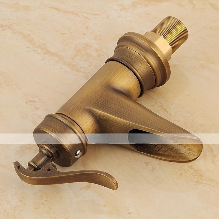 Bathroom Sink Faucet,Waterfall Antique Brass Single Handle One Hole Bath Taps with Hot and Cold Switch 2025 - CAD $87.99 –P8
