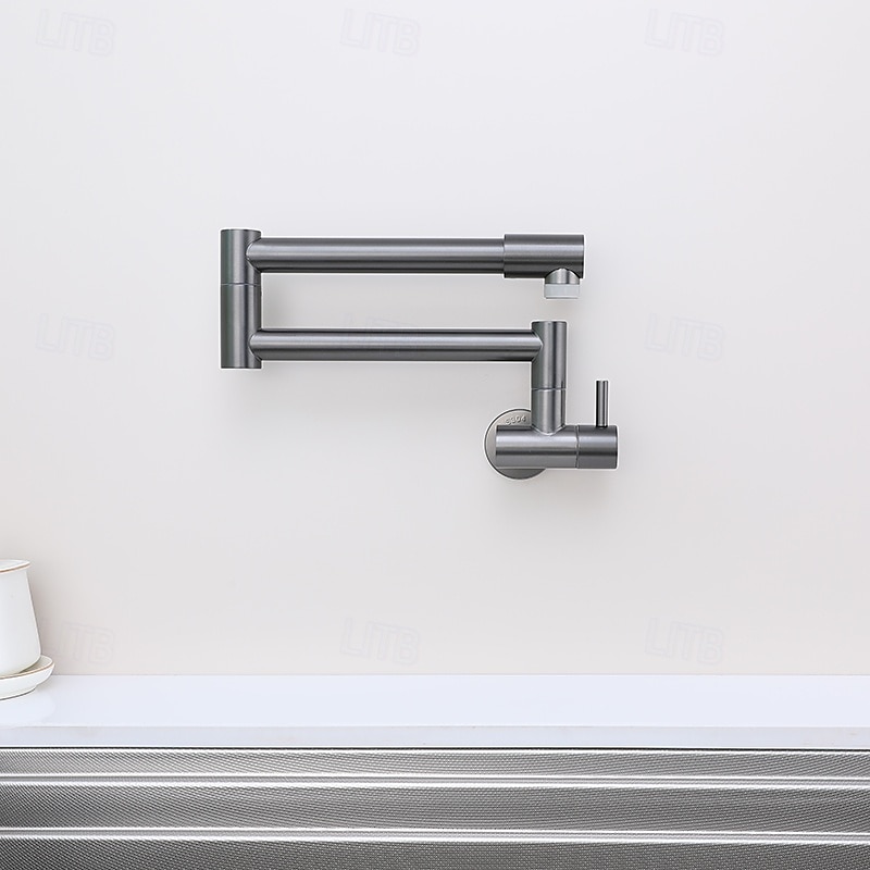 Kitchen faucet - Single Handle One Hole Nickel Brushed / Stainless Steel Standard Spout / Pot Filler Wall Mounted Modern Contemporary Kitchen Taps 2025 - CAD $143.99 –P2