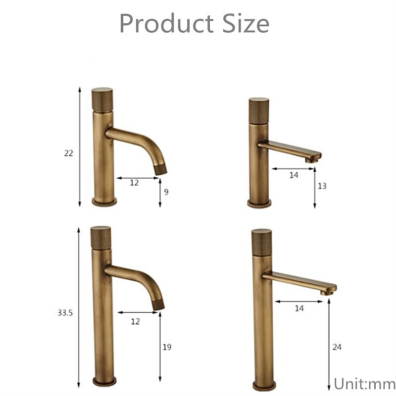 Bathroom Sink Mixer Faucet Single Knob, Vintage Mono Basin Taps Brass Deck Mounted, Monobloc Single Handle One Hole Vessel Water Tap with Hot Cold Water Hose Washroom 2025 - CAD $95.99 –P1