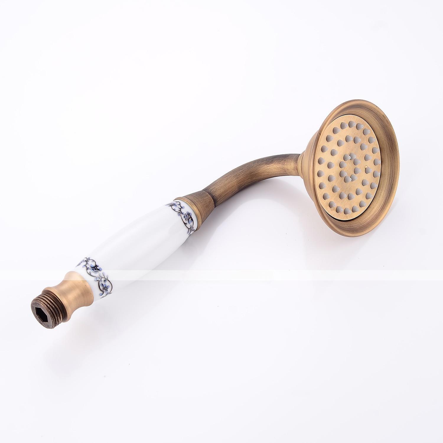 Shower FaucetShower System Set - Handshower Included pullout Waterfall Vintage Style / Country Antique Brass Mount Outside Ceramic Valve Bath Shower Mixer Taps 2025 - CAD $303.99 –P15