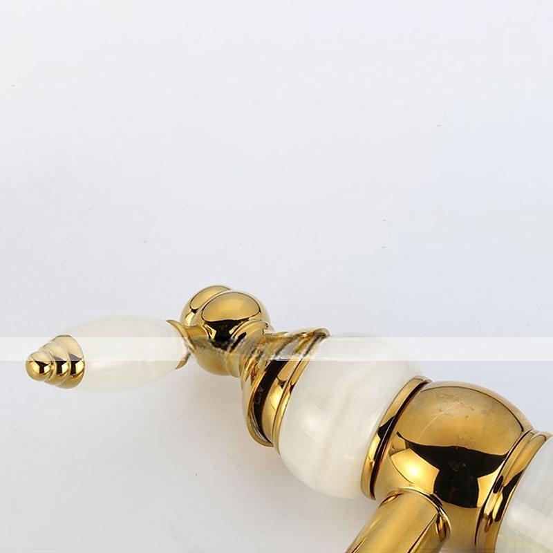 Bathroom Sink Faucet Ultra Faucets Euro Collection Gold with Stone Single Handle - One Hole Tall Body Deck Mount Lavatory Vessel Sink Faucet With Curved Spout 2025 - CAD $199.99 –P4