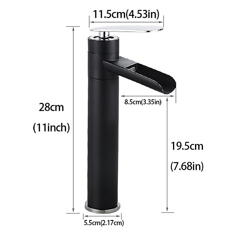 Waterfall Bathroom Sink Mixer Faucet Tall, Antique Brass Single Handle Basin Taps with Cold and Hot Hose 2025 - CAD $111.99 –P1