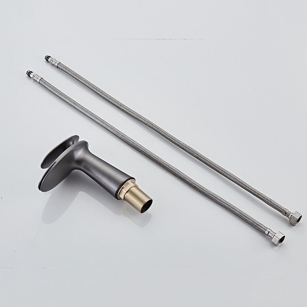 Waterfall Bathroom Sink Mixer Faucet, Monobloc Washroom Basin Taps Single Handle One Hole Deck Mounted with Hot and Cold Water Hose 2025 - CAD $95.99 –P5