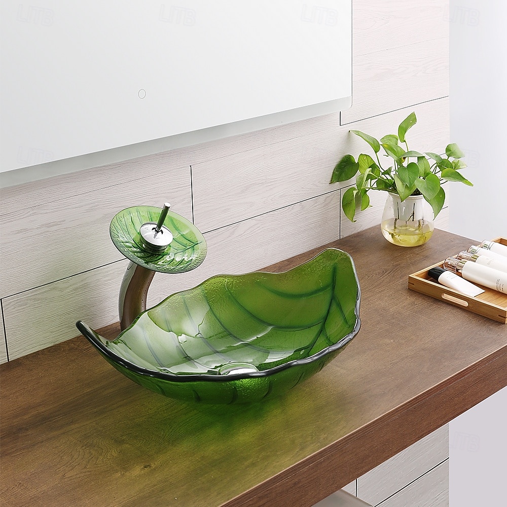 Vessel Sink for Bathroom Modern Leaf Style Bathroom Vanity Sinks Above Counter Countertop Basin sink 2025 - CAD $558.99 –P7