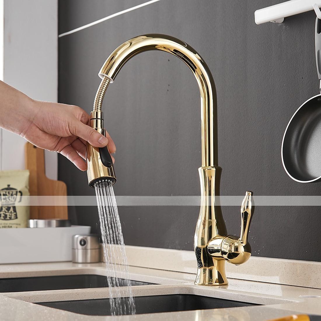 Kitchen Faucet with Sprayer Vessel Installation Nickel Brushed/Electroplated One Hole Widespread Pull Out/High Arc Brass Kitchen Faucet Contain with Cold and Hot Water 2025 - CAD $175.99 –P3