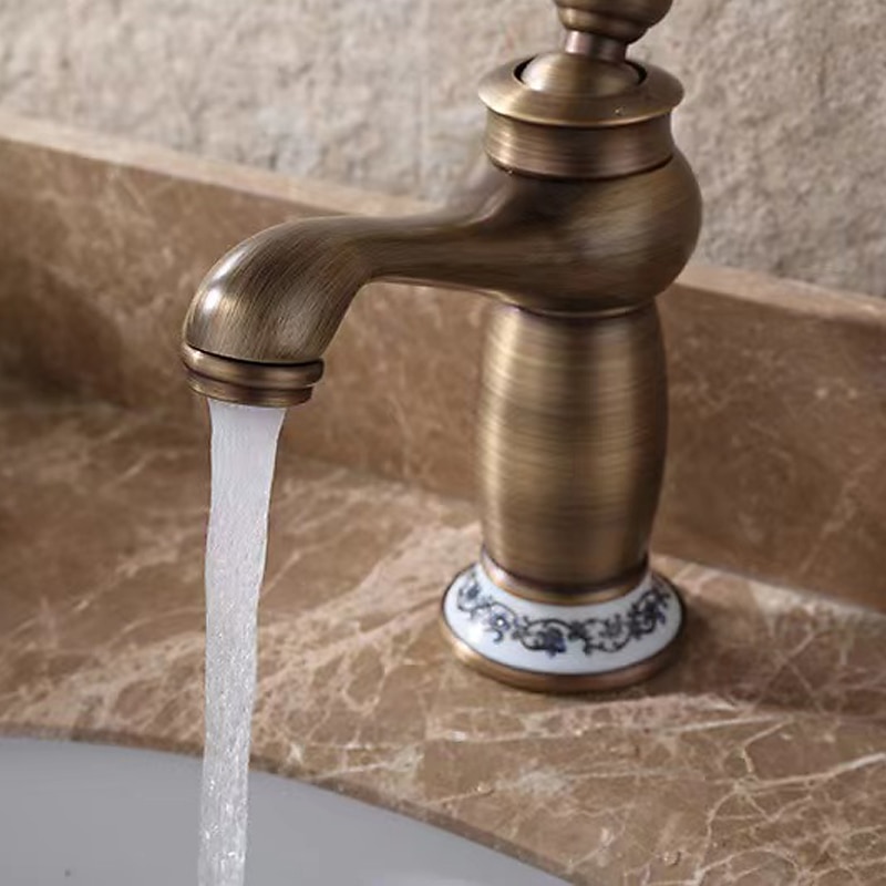 Vintage Bathroom Sink Mixer Faucet, Monobloc Washroom Basin Taps Single Handle One Hole Deck Mounted, Mono Retro Style Water Taps Hot and Cold Hose 2025 - CAD $95.99 –P3
