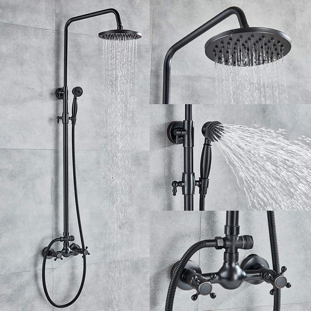 Shower FaucetCopper Shower System Set Rainfall Antique Oil-rubbed Bronze Two Handles Three Holes Bath Shower Mixer Taps with Hot and Cold Switch and Ceramic Valve 2025 - CAD $279.99 –P1