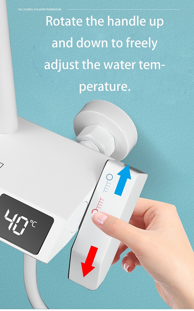 Shower FaucetRainfall Shower Set Piano Digital Intelligent Brass Bathroom Faucets Hot Cold Waterfall Tap Rainfall Gray/White/Black Shower System 2025 - CAD $446.99 –P6