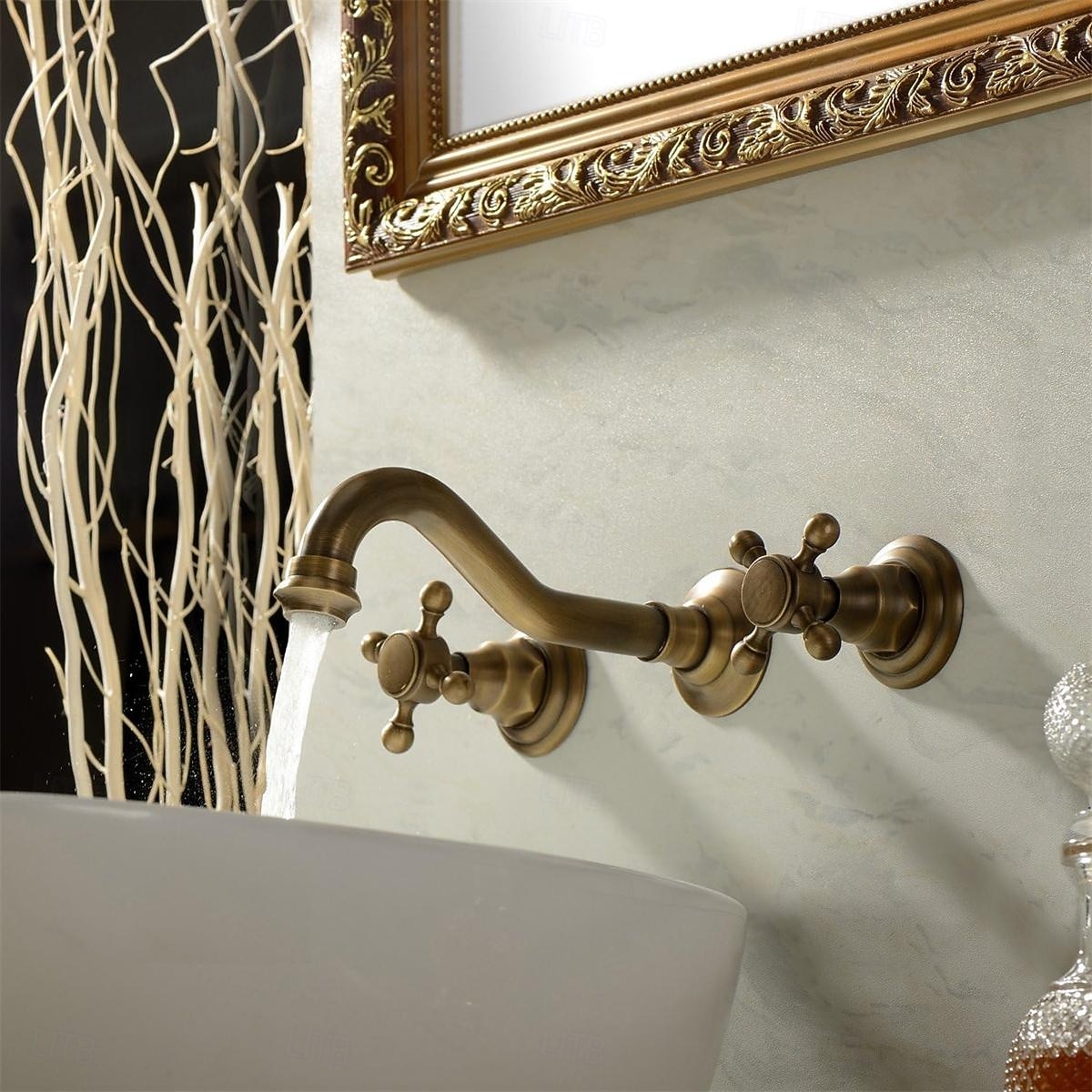 Classic Utility Sink Laundry Faucet Wall Mount Two Handles Three Holes Wash Basin Tap with Hot and Cold Water Hoses Laundry Tub Pot Filler Commercial Faucet in Oil Rubbed Bronze Antique Copper 2025 - CAD $95.99 –P4