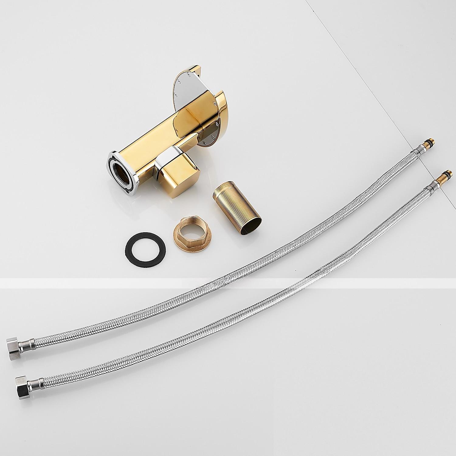 Bathroom Sink Faucet,LED Waterfall Temperature Controlled 3-Colors Electroplated Centerset Single Handle One Hole Bath Taps 2025 - CAD $95.99 –P6