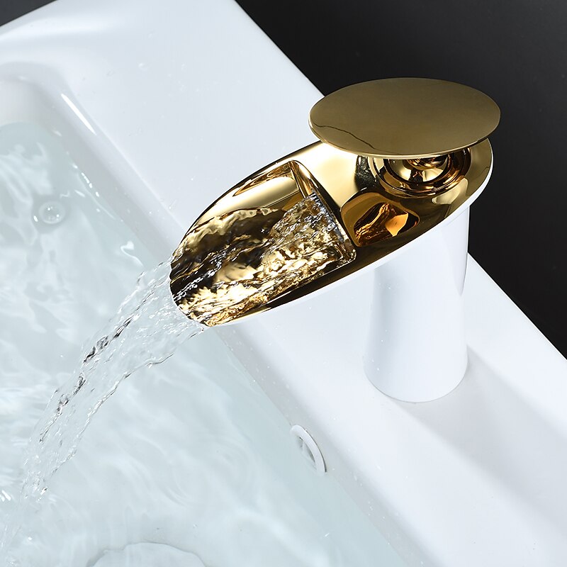 Bathroom Sink Faucet - Waterfall Electroplated / Painted Finishes Centerset Single Handle One HoleBath Taps 2025 - CAD $103.99 –P4