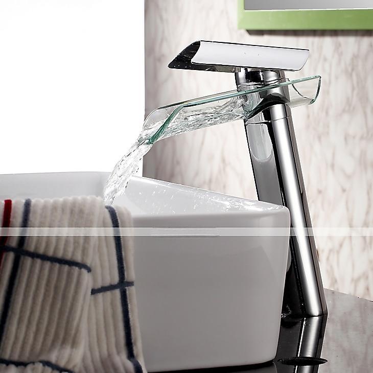 Bathroom Sink Faucet - Waterfall Chrome Centerset One Hole / Single Handle One HoleBath Taps / Brass 2025 - CAD $71.99 –P1