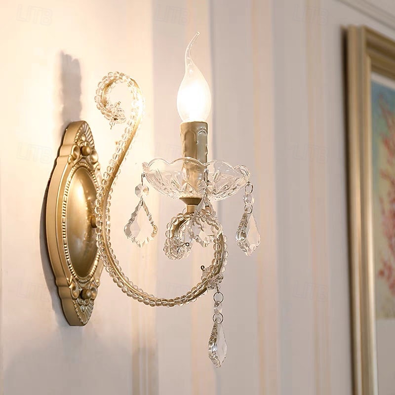 Retro Country Candle Wall Sconce Metal Crystal Wall Light Fixtures Indoor Candle Wall Light 110-240V 2025 - CAD $129.99 –P3