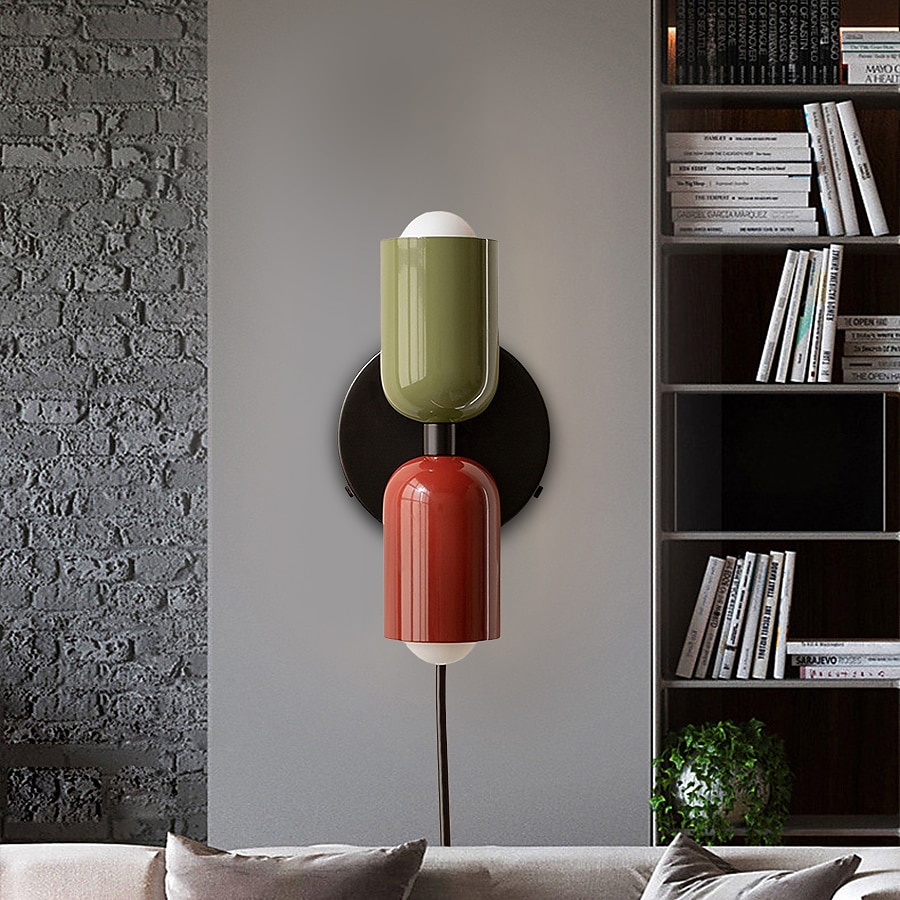 Modern Contemporary Design with Optional Hanging Versatile Wall Lighting in Haki and Salmon Double Light Dual-Directional Wall Sconce 110-240V 2025 - CAD $64.99 –P16