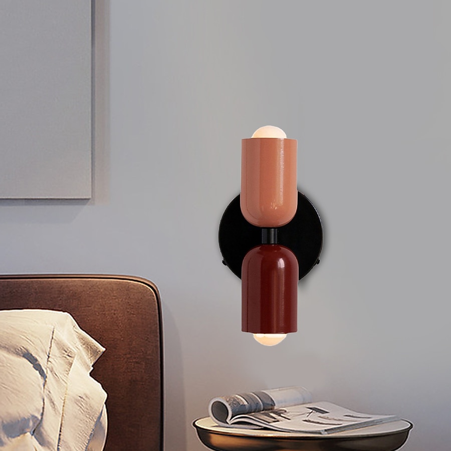 Modern Contemporary Design with Optional Hanging Versatile Wall Lighting in Haki and Salmon Double Light Dual-Directional Wall Sconce 110-240V 2025 - CAD $64.99 –P6