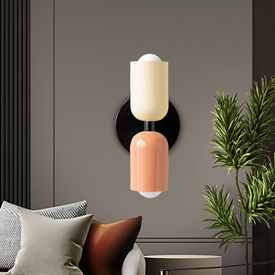 Modern Contemporary Design with Optional Hanging Versatile Wall Lighting in Haki and Salmon Double Light Dual-Directional Wall Sconce 110-240V 2025 - CAD $64.99 –P15