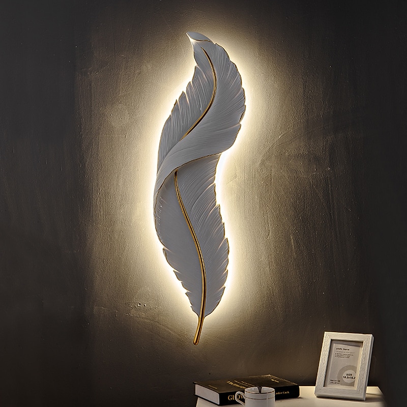 LED Wall Light Modern Dimmable Wall Light White Elegant Feather Design 3000k-6000k LED Wall Light for Bedroom Living Room Hallway 2025 - CAD $171.99 –P4