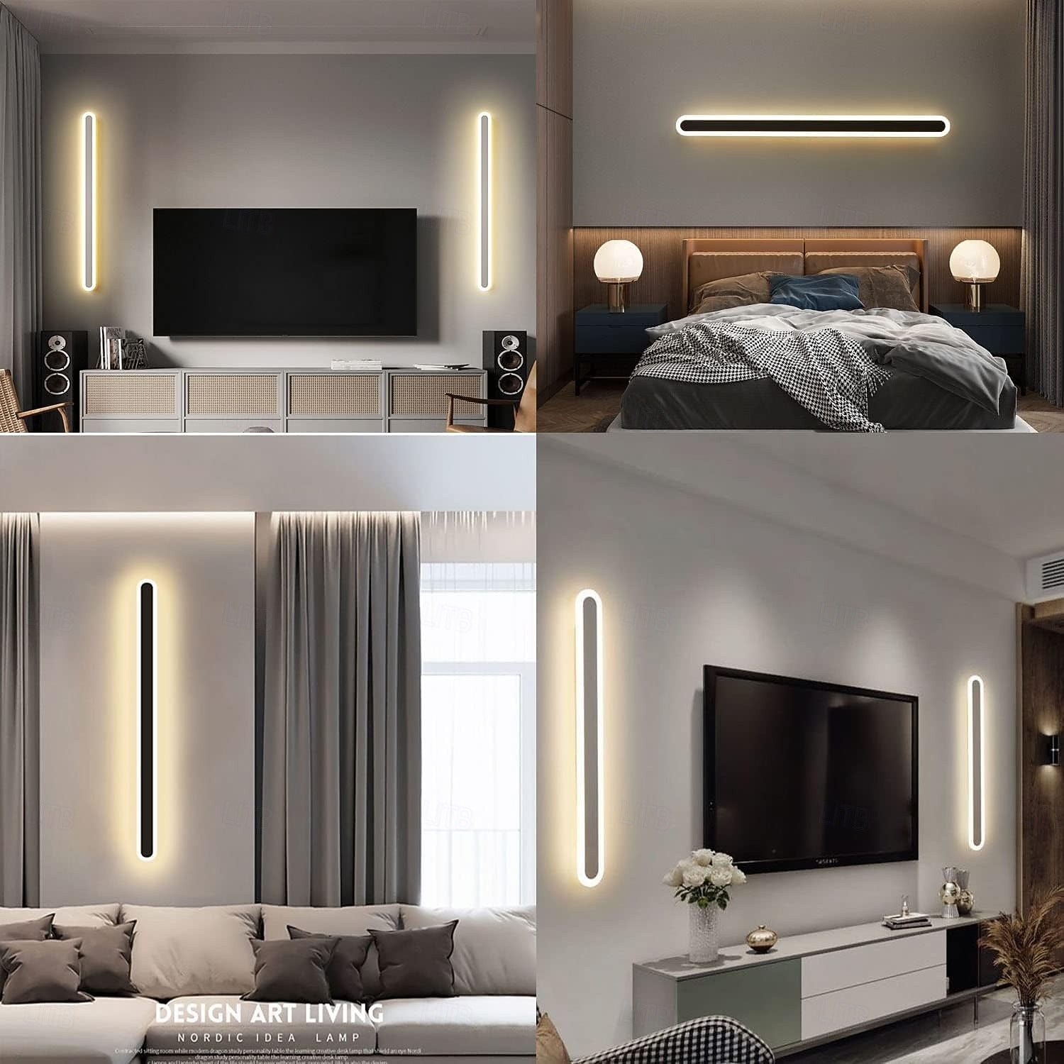 Modern Plug Wall Lamp 11.8-47in Frosted Black LED Acrylic Outdoor Wall Lamp 59 Inch Plug Cable with Opening Acrylic Indoor Wall Lamp Suitable for Bedroom Living Room Bathroom Makeup Corridor 2025 - CAD $40.99 –P11