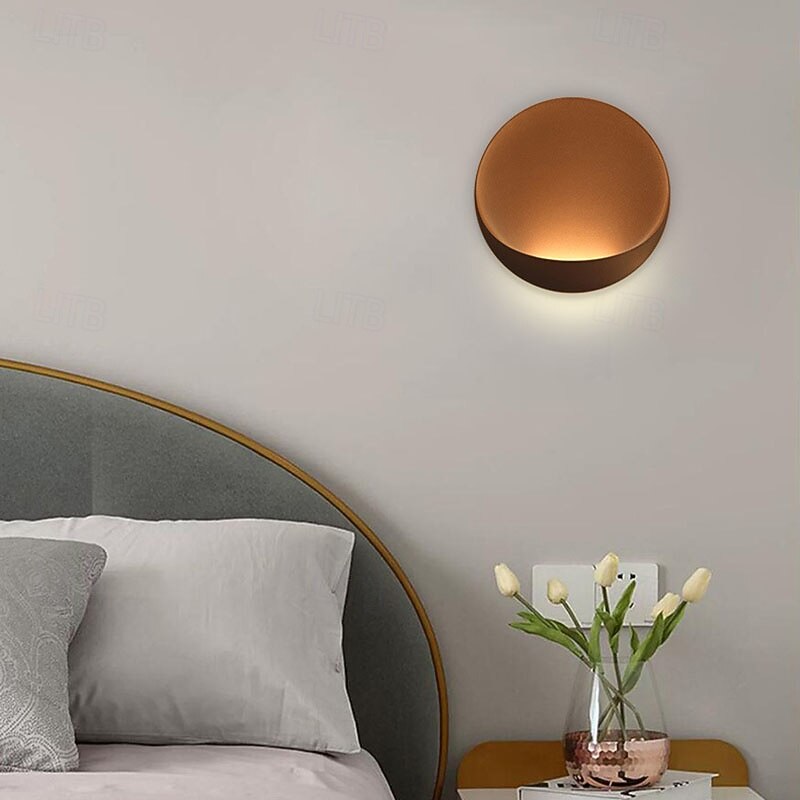 Modern Minimalist Round Aluminum LED Wall Sconce Lamp Indoor Modern Indoor Wall Lights Bedroom Metal Wall Light 110-240V 10W 2025 - CAD $137.99 –P15